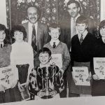 photograph of Gavin Drummond and Dennis Groark with finalists for the Glaxo Trophy.