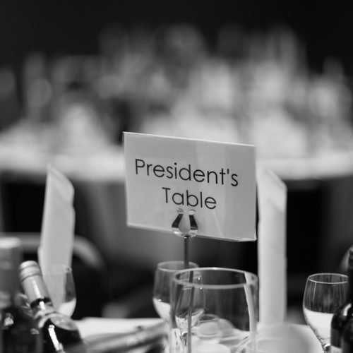 a black and white photograph showing the President's Table at the 2022 CILIPS Annual Conference.