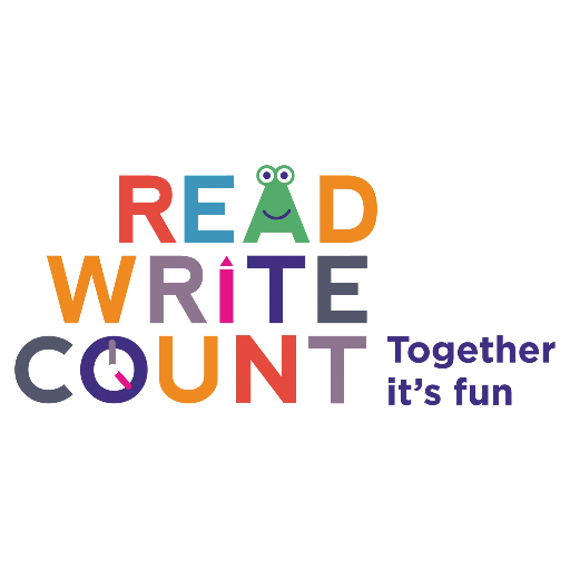 The Read, Write, Count logo with multicoloured letters and text reading 'Together it's fun'.